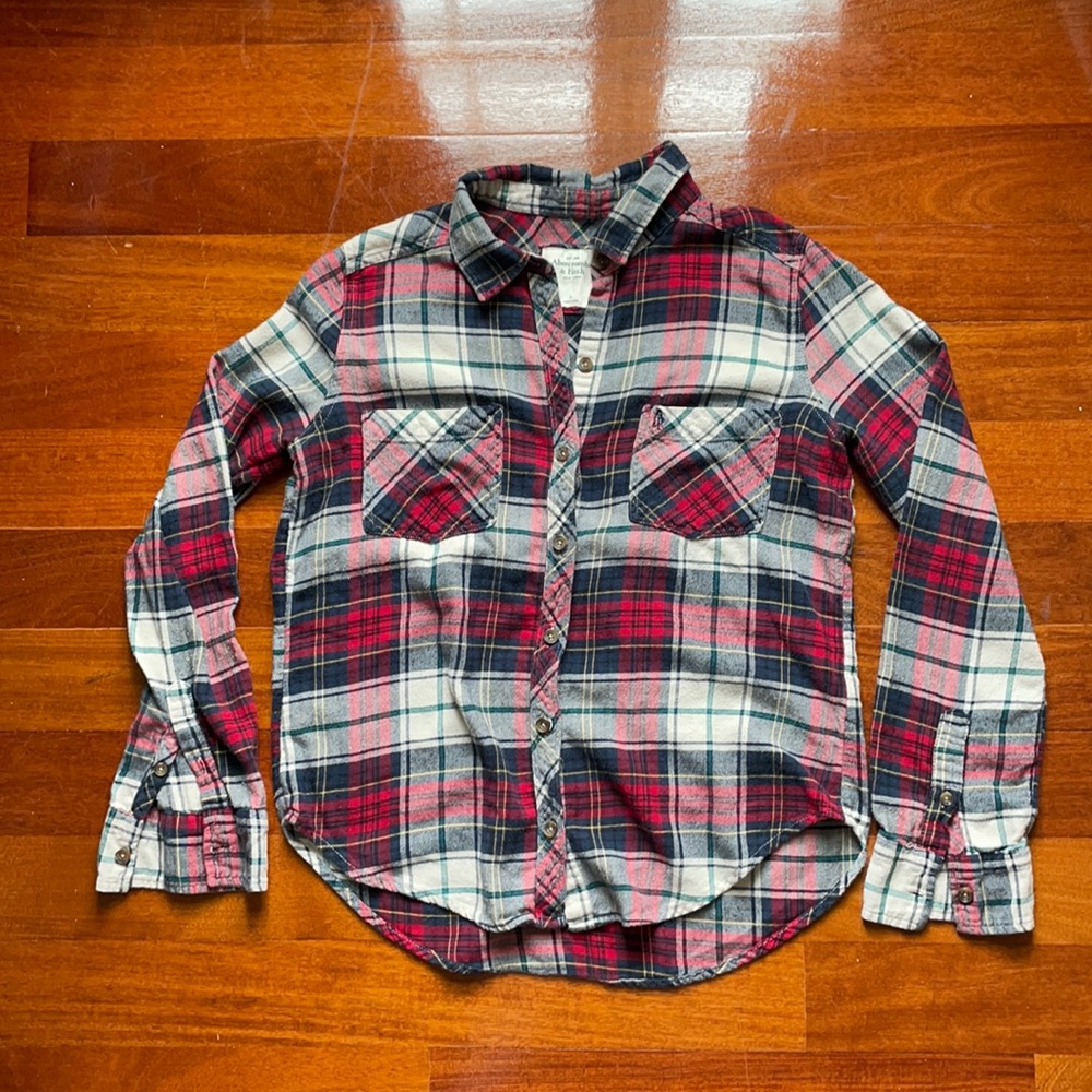 Abercrombie Red Black Beige Flannel Size L